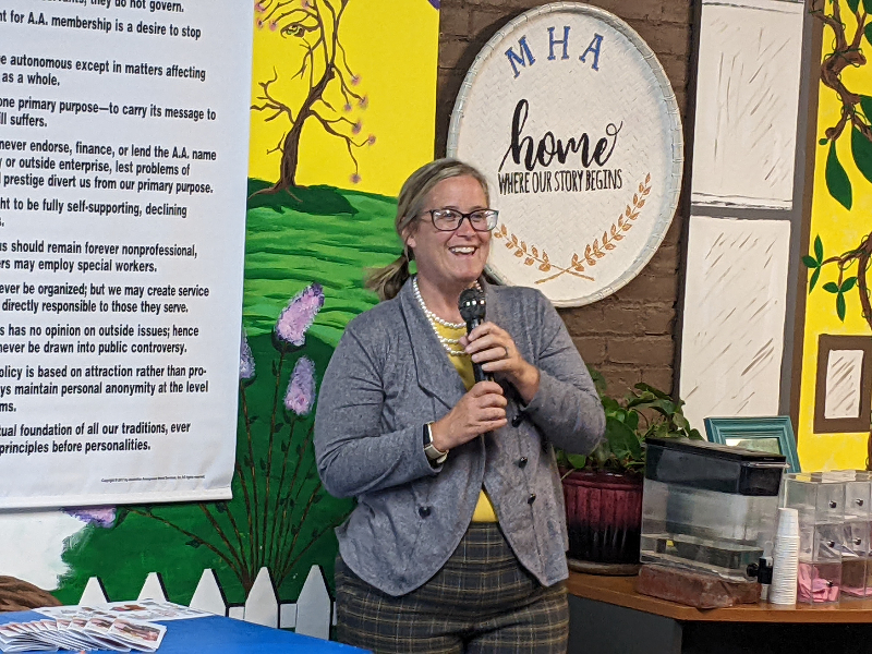 At the August Recovery Luncheon, Prevention Works Lead Prevention Coach Tracy Jespersen described the Triple P parenting classes she offers on Friday mornings at the Mental Health Association in Chautauqua County.